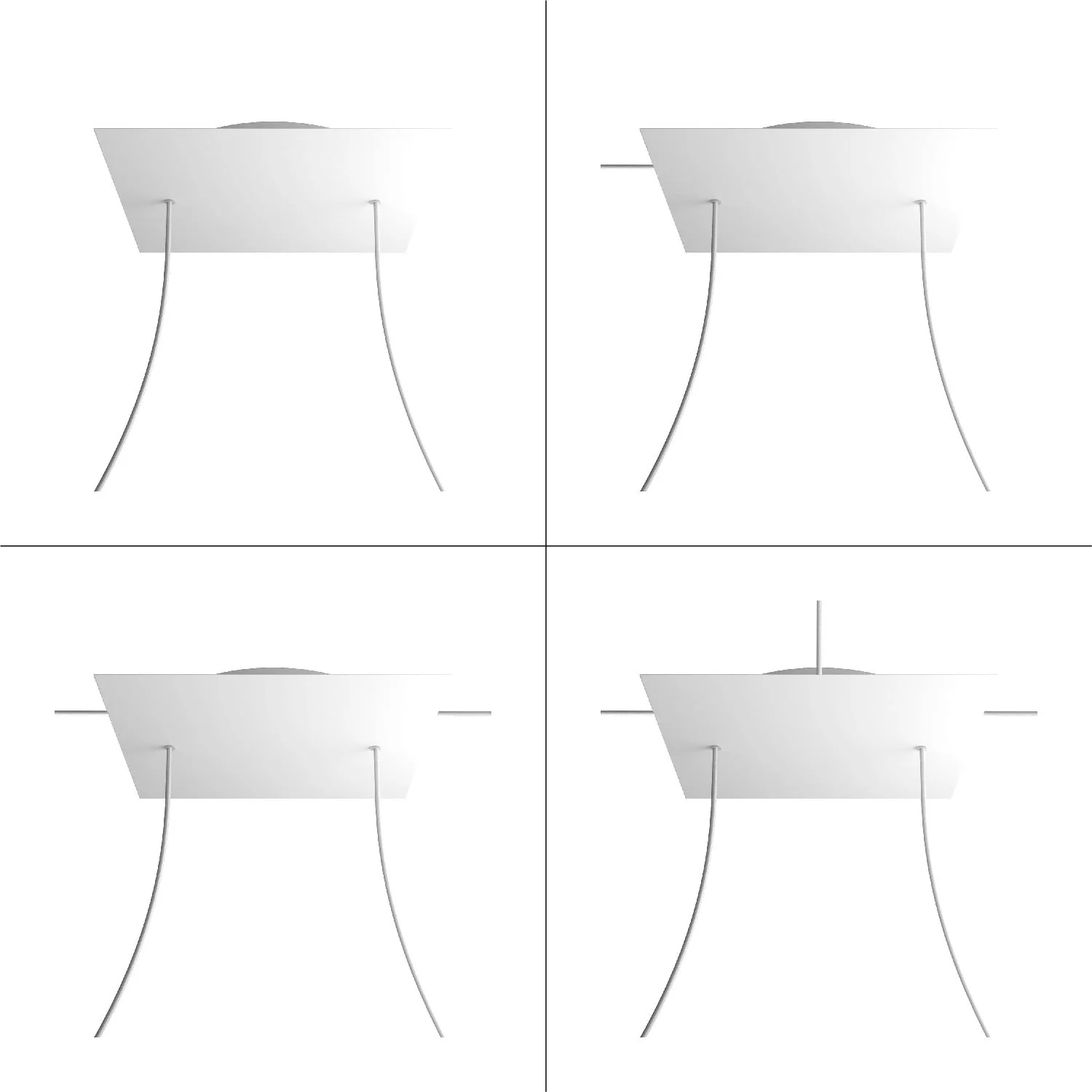 XXL Rose-One square ceiling canopy, 400 mm with 2 holes and 4 side holes - Meadow green - Image 4