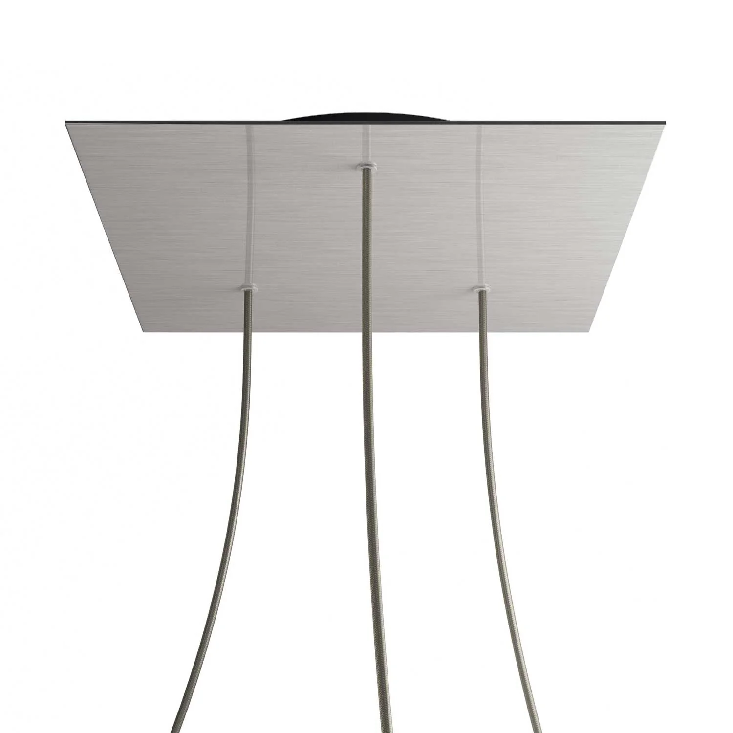 XXL Rose-One square ceiling canopy, 400 mm with 3 holes and 4 side holes - Satin steel Dibond - Image 8