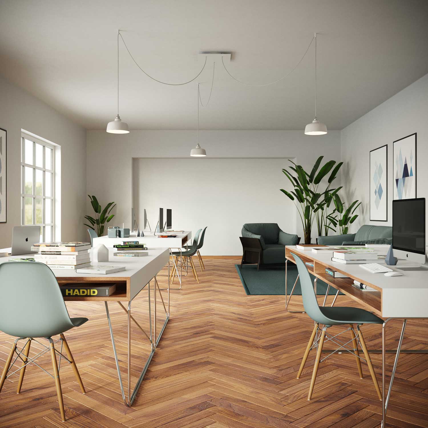 XXL Rose-One square ceiling canopy, 400 mm with 3 holes and 4 side holes - Wood - Image 5