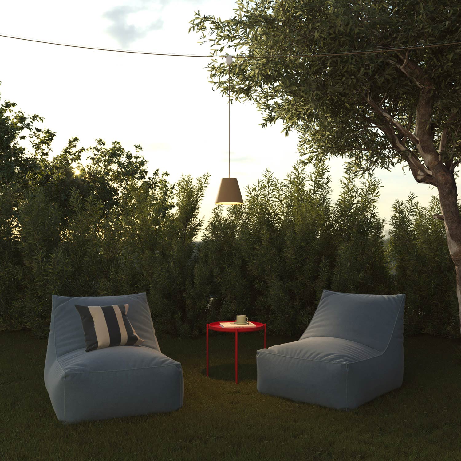 Impero outdoor lampshade in Bernice dove gray PVC with E27 fitting - Made in Italy - Image 3
